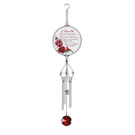 Dicksons Cardinal I Live On, Silver/Red 14.5 x 3 Inch Aluminum Noisemaker Windchime