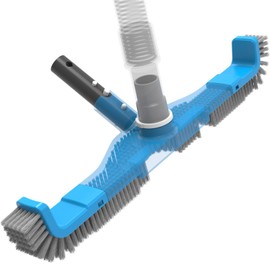 (2025 Upgraded) 20" 2 in 1 Pool Brush Vacuum Head with Swivel Hose Connection & Sturdy Nylon Bristles for Heavy Duty Inground & Above- Ground Pool Cleaning - Connecting 1-1/4" or 1-1/2" Hose (No Pole)