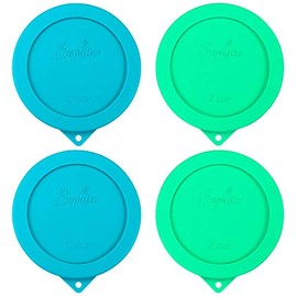 Sophico 2 Cup Round Silicone Storage Cover Lids Replacement for Pyrex 7200-PC and Anchor Hocking Glass Bowls (Container not Included) |Green-Blue 4 Pack |