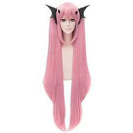 Yxshz Women Pink Long Straight Wigs Cosplay Anime Krul Tepes Full Bangs Party Ponytail