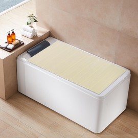 Bathtub Cover - Foldable Bathtub Cover, Tub Cover for Bathtub, 59''L x 31.5''W, PVC Bath Tray, Bath Insulation Cover, Foldable Bathtub Board for Salons, Hotels, Homes, Spa (Yellow 63''L x 35''W)
