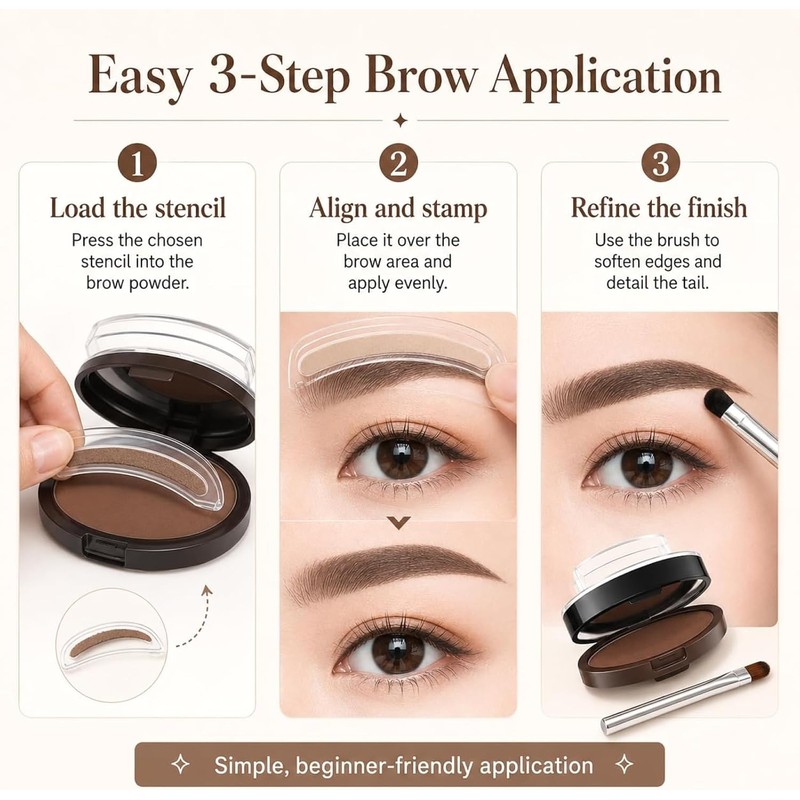 Kit Sello Cejas Doble Color Impermeable 3 Pares Plantillas 02