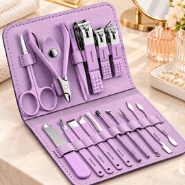 16-Piece Manicure Pedicure Kit for Nail Care – Stainless Steel Grooming Tool Set with Storage Bag for Home & Travel