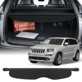 SCITOO Cargo Cover 2014 2015 2016 2017 2018 2019 for Jeep for Grand Cherokee 3.0L 2011-2020 for Jeep for Grand Cherokee 3.6L Upgraded Retractable Rear Trunk Cover with Aluminum PVC&Plastic