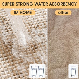 IM HOME Waffle Bath Mat Set 2 Piece Brown & Cream,Woven Modern Bath Rug Mats, Absorbent Non Slip Bath Floor Mat, Soft Washable Boho Bath Rugs with Tassels for Bathroom, Bedroom, Kitchen,Tub