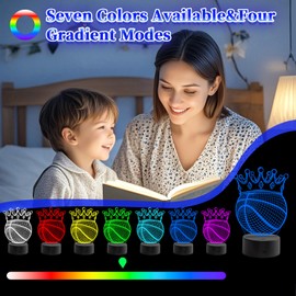 Basketball Night Light - 3D LED Night Lamp for Boys' Room, Optical Illusion Lamp with Remote Control