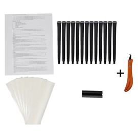 Tour Pro Soft Midsize Black Golf Grips and Grip Kit + Utility Hook Blade (13 grips, grip tape, clamp, grip removal hook blade, instructions)