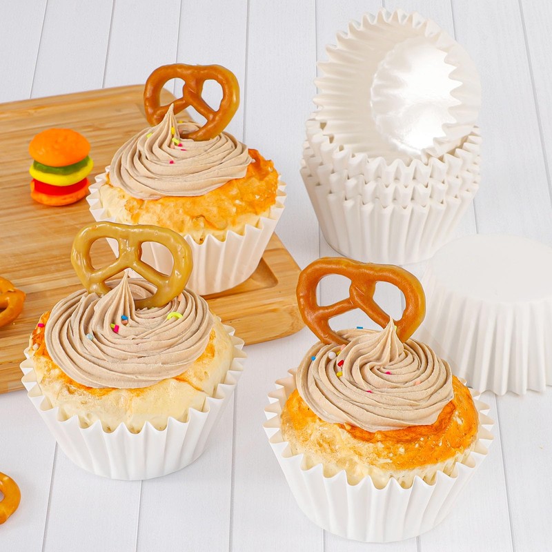 Caperci Heavy Duty Standard White Cupcake Liners 150 Counts -