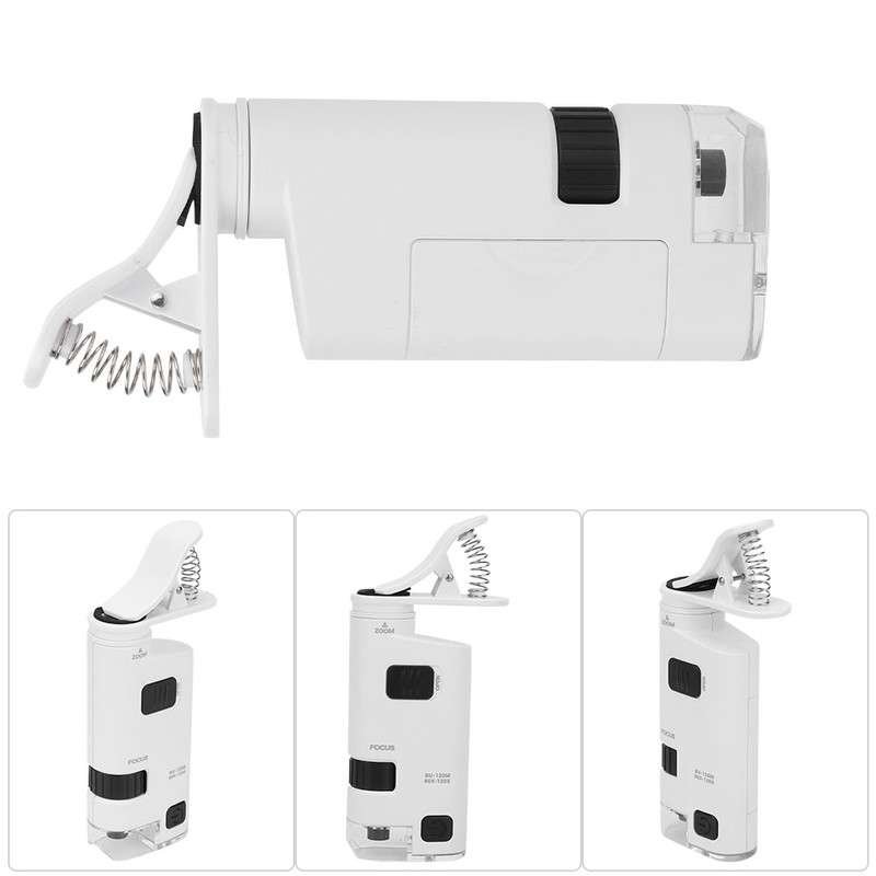 80-120X LED Cell Phone Microscope Mini Smart Phone Lens Magnifier