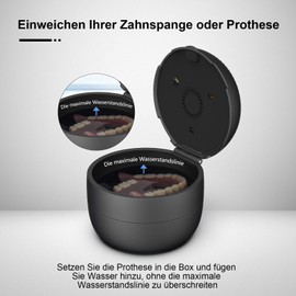 Multifunctional Box for Braces & Prostheses - Braces Box Prosthesis Box with UV Light, Ventilation, Storage and Soaking Function - Ideal for Retainers, Partial and Full Dentures, Mouth Guards