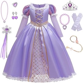 Agture Rapunzel Cosplay, Children's Rapunzel Dress, Princess, Children, Princess Dress, Halloween, Cosplay, Girls, Kids Costume, Birthday Gift, Party, Shichi-Go-San Photography, Christmas Surprise, Accessories Included