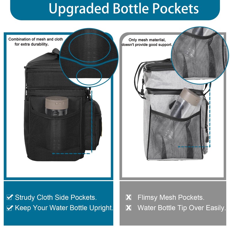 GLENKEY Double Deck Insulated Lunch Box, Expandable XLarge Lunch Bag