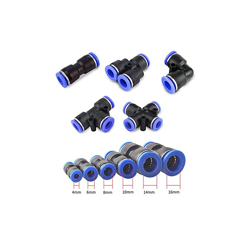 HATOOLHA® Push-to-Connect Fittings 10 Pcs Air Line Quick Connector Pneumatic