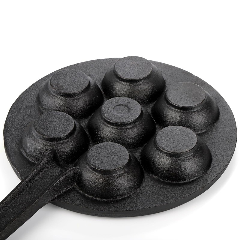 WUWEOT Cast Iron Aebleskiver Pan, 2" Ebelskiver Pan Banh Khot
