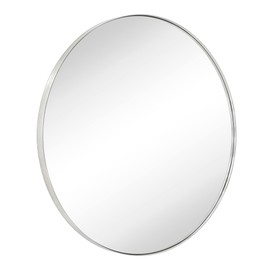TEHOME 36 inch Brushed Nickel Round Mirror Circle Wall Mounted Mirror Circular Round Mirror for Bathroom Vanity, Entryway, Dresser or Mantel