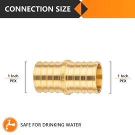 HeSun 10-Pack PEX Fittings, 1"x1" Pex Straight Coupling, Brass Crimp Fitting for Pex Pipes, ASTM F1807