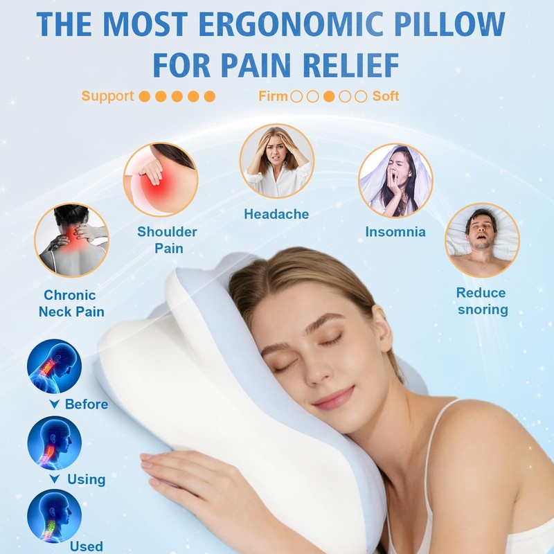 Sleep Apnea Pillow, Ergo Cervical Neck Pillows for Pain Relief