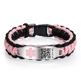 Theluckytag Medical Bracelets for Sport Men Women with QR Code Medical Alert ID Bracelets - Nylon Waterproof Wristband Fits Wrists Up to 7 inches - More Space Custom Emergency Medical ID Alert Info