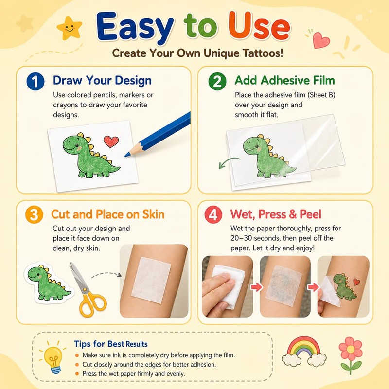 Hem Dgpsy Temporary Tattoo Paper 8.5" x 11", 7 Sheets