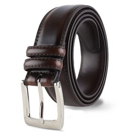 Prospero Comfort - All Leather Dress and Work Belts for Men, Genuine Leather Belt for Men, Double-Stitched Men’s Belts for Casual and Formal Wear, 35mm, Men’s Cognac Brown Belt Size 56