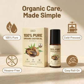 Jeirrzi Organic Castor Oil Roll-On | 100% Pure for Face,Skin, Eyebrows
