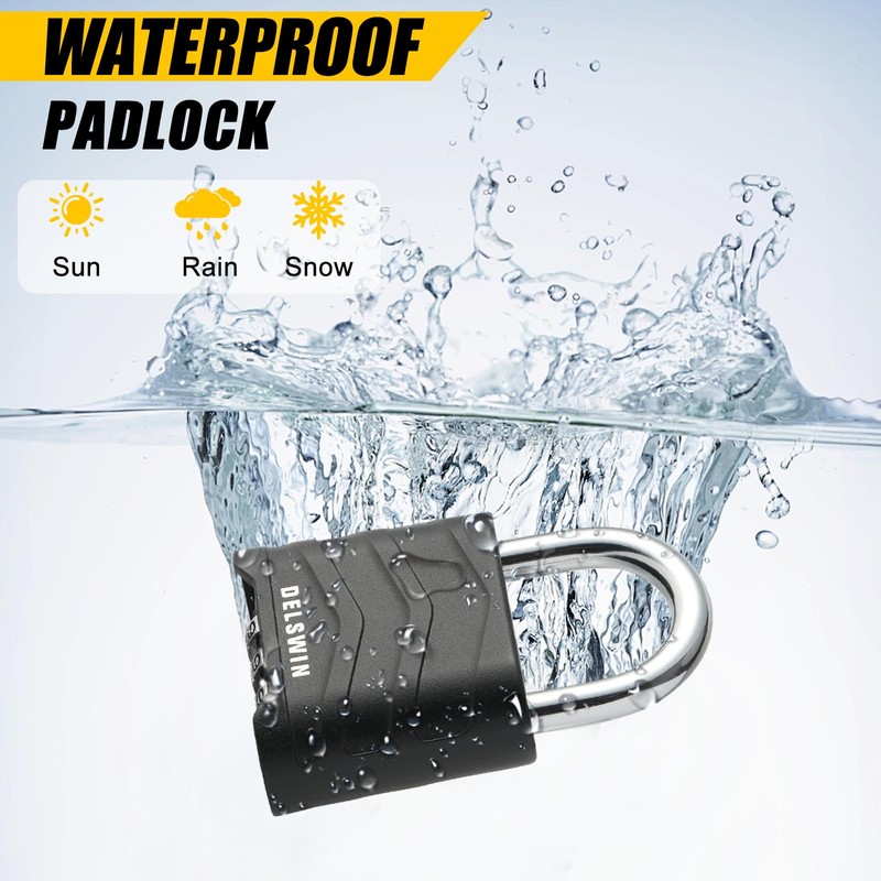 DELSWIN 3 Pack Large Combination Padlock - 4 Digit Resettable