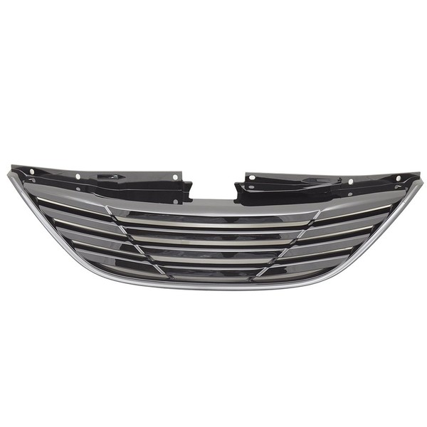 Grille Compatible With 2011-2014 Hyundai Sonata, YF Front Black Grille Grill Horizon ABS Horizontal Style by IKON MOTORSPORTS, 2012 2013