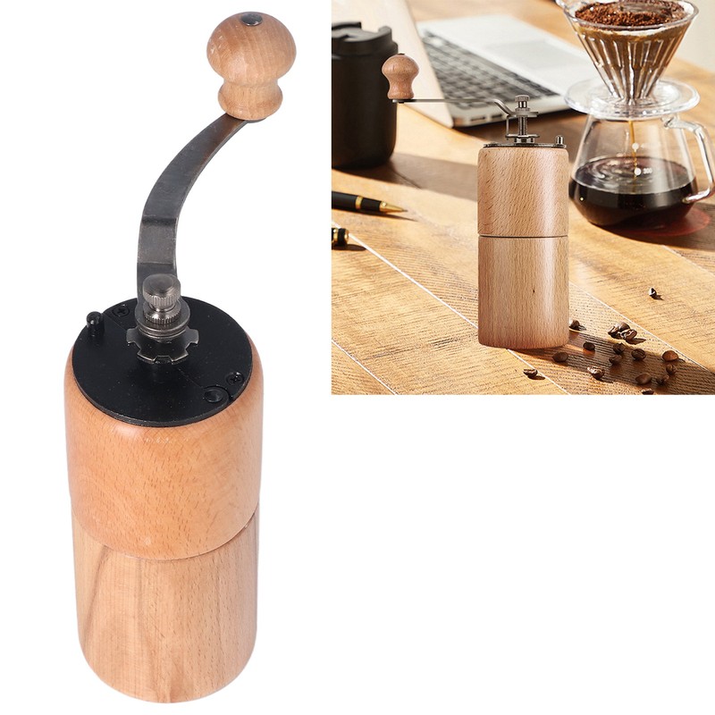 Manual Coffee Grinder Adjustable Coarseness Quiet Portable Wooden Hand Crank