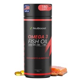 Aceite De Salmon Omega 3 1000mg Con Epa Y Dha 180 Cápsulas Sabor Sin Sabor Nuboost                                                                    