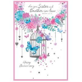 Sister & Brother-in-law Anniversary Card - Couple Wedding - Size: 7.5" x 5.25" B