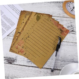 Tofficu 6sets Vintage Letter Stationery Paper Set of Kraft Paper Lined Writing Retro Lace Writing for Letters