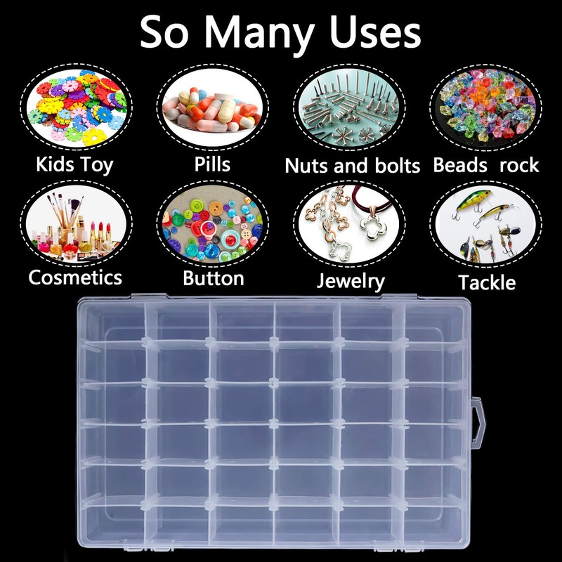 2 Pack 36 Compartment Organizer Box, Plastic Organizer Box with