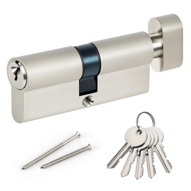 Hengsong 35T/35 Euro-Cylinder Brass,Lock-Thumb-Turn,with 5 Keys,Anti-Bump, Anti-Drill, Anti-Pick,for Wooden-UPVC-Composite-Doors,7cmx1.7xmx3.2cm