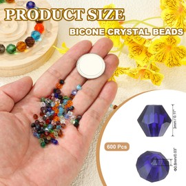 PATIKIL 3mm Bicone Crystal Beads, 600 Pcs Glass Faceted Bicone Beads Loose Spacer Bead for Jewelry Making Bracelet Necklace Earrings Wind Chimes Craft, Dark Blue