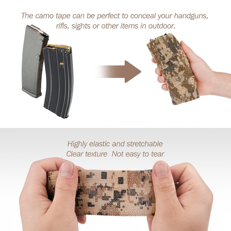 Volein 6 Roll Camo Wrap Tape, Camouflage Self-adhensive Form Tape,