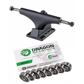 Fireball Paris Street Skateboard Trucks with Dragon Endure Bearings (129mm Matte Black)
