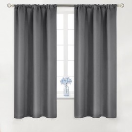 NANWEI Cortinas Blackout para Recamara con Aislamiento Térmico, Cortinas para Sala 100% Poliéster Tela, Reducción de Ruido, Suave Cortinas con Bolsillo para Barra, 2 Paneles, 106.6 x 160 cm, Gris