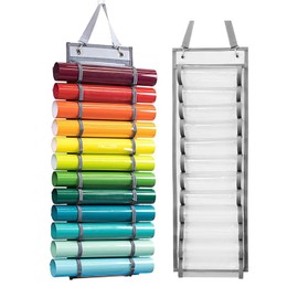 MUYIBENMU Vinyl Roll Storage Organizer, 12 Holes, Hanging Craft Wrap Holder for Room, Closet, Door