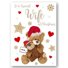 Second Ave Wife Bear Heart Christmas Xmas Holiday Festive Greetings Card