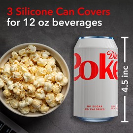 BeerSkin Skywin Silicone Can Cover (Diet) - 3 Pack, Silicone Can Sleeve, Soda Can Sleeve, Hides by Disguising as a Can of Soda (Red)
