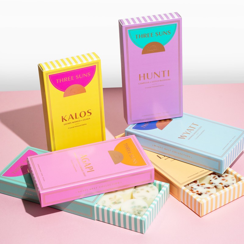 Three Suns Wyatt Crystal Infused Natural Soy Melts Box -