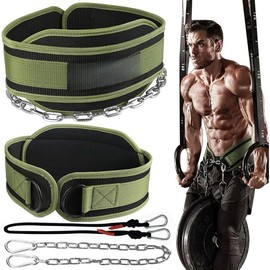 Dip Belt with Steel Chain for Weightlifting Pullup Gym Weighted Lifting Belt for Powerlifting Squat Bodybuilding  Support for Both Men and Women - Color: BLACK