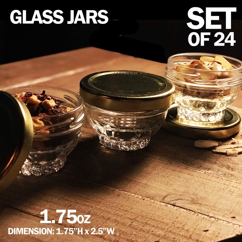 Caviar Line Small Mini Glass Jars With Tin Lids -