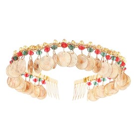 Flayem Damen Boho Kopfkette Quasten Fransen Pailletten Tiara Krone Party Shinny Sparkle Festival Stirnband (Kreis-A, M)