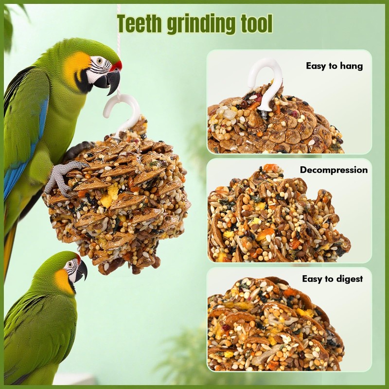 Abizoo Natural Pinecone Chew Toys with Edible Sunflower & Veggies
