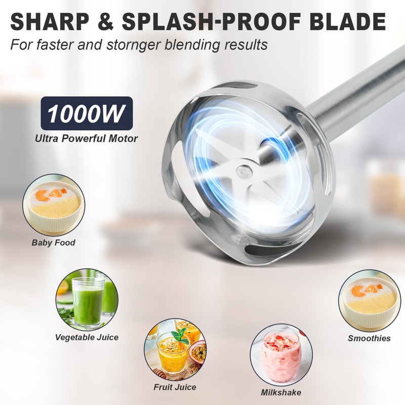 freebala Immersion Blender, 4 in 1 Hand Bender Max 1000W,