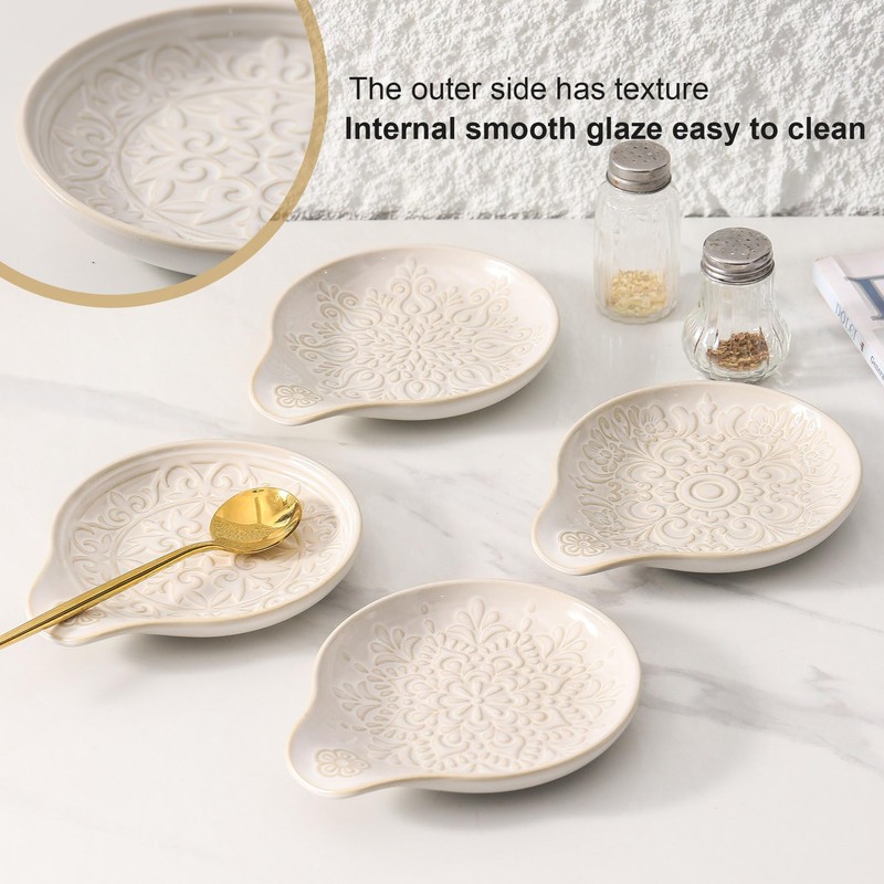 Howise Howise Farmhouse Ceramic Spoon Rests Holder for Kitchen Counter