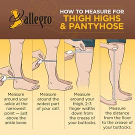 Allegro 8-15 mmHg Essential 82 Sheer Support Compression Stockings - Thigh High, Closed Toe, Compression Hose for Women