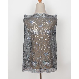 keland Women's Festive Sequin Cape Scarf Shawl Stole Scarf for Evening Dress, A-Black & White