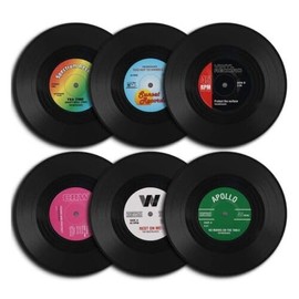 6X Vinyl Cd Cup Pad Drinks Mat Vintage Record Groovy Disk Coasters Table Placemat, 10.5cm Diameter